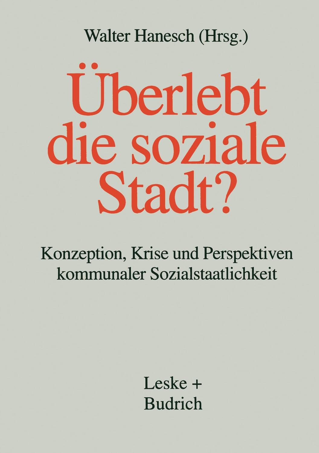 Cover: 9783810016850 | Überlebt die soziale Stadt? | Walter Hanesch | Taschenbuch | Paperback