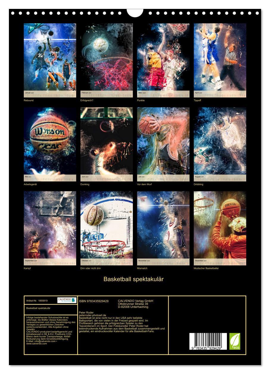 Bild: 9783435929429 | Basketball spektakulär (Wandkalender 2025 DIN A3 hoch), CALVENDO...