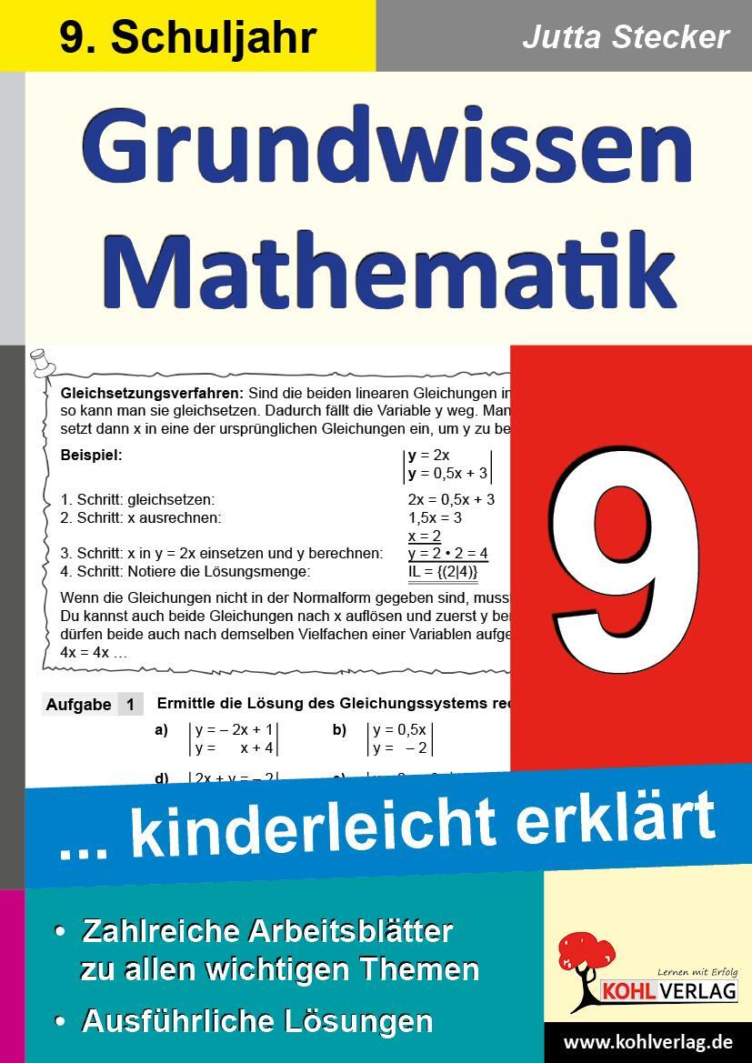 Cover: 9783966242363 | Grundwissen Mathematik / Klasse 9 | Jutta Stecker | Taschenbuch | 2022