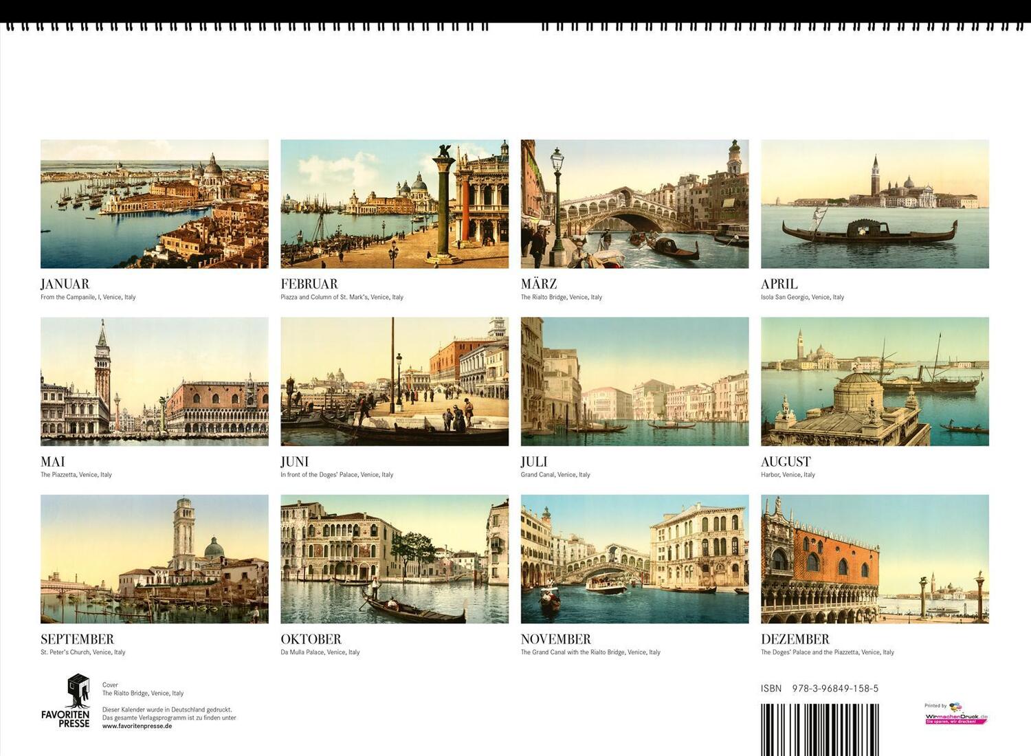 Rückseite: 9783968491585 | Venedig in alten Ansichten. Wandkalender 2025 | Photochrom-Aufnahmen