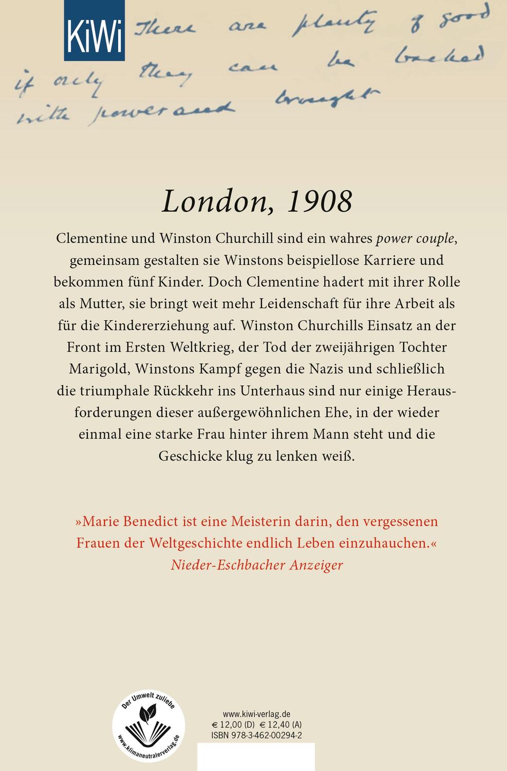 Rückseite: 9783462002942 | Lady Churchill | Marie Benedict | Taschenbuch | Deutsch | 2022