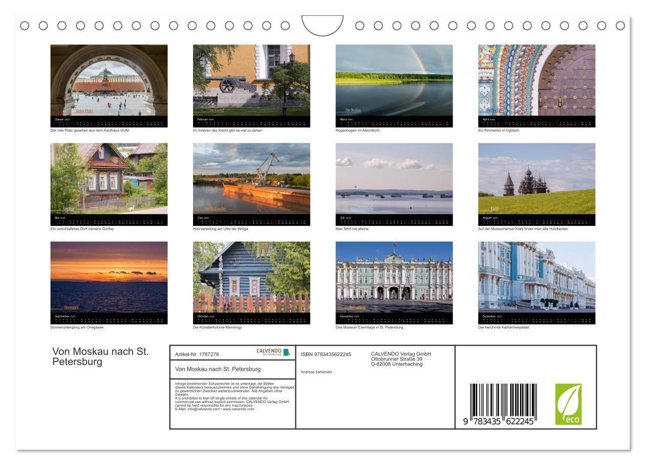 Bild: 9783435622245 | Von Moskau nach St. Petersburg (Wandkalender 2025 DIN A4 quer),...