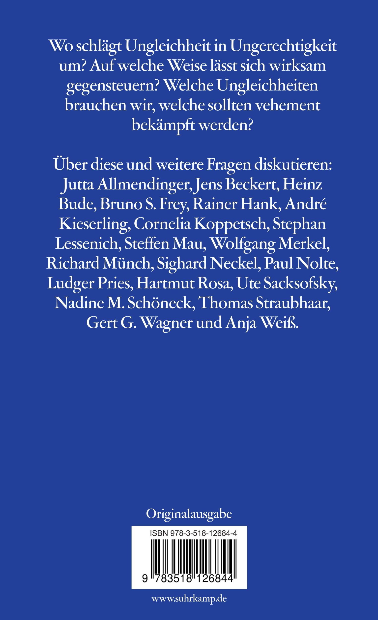 Rückseite: 9783518126844 | (Un-)Gerechte (Un-)Gleichheiten | Steffen Mau (u. a.) | Taschenbuch