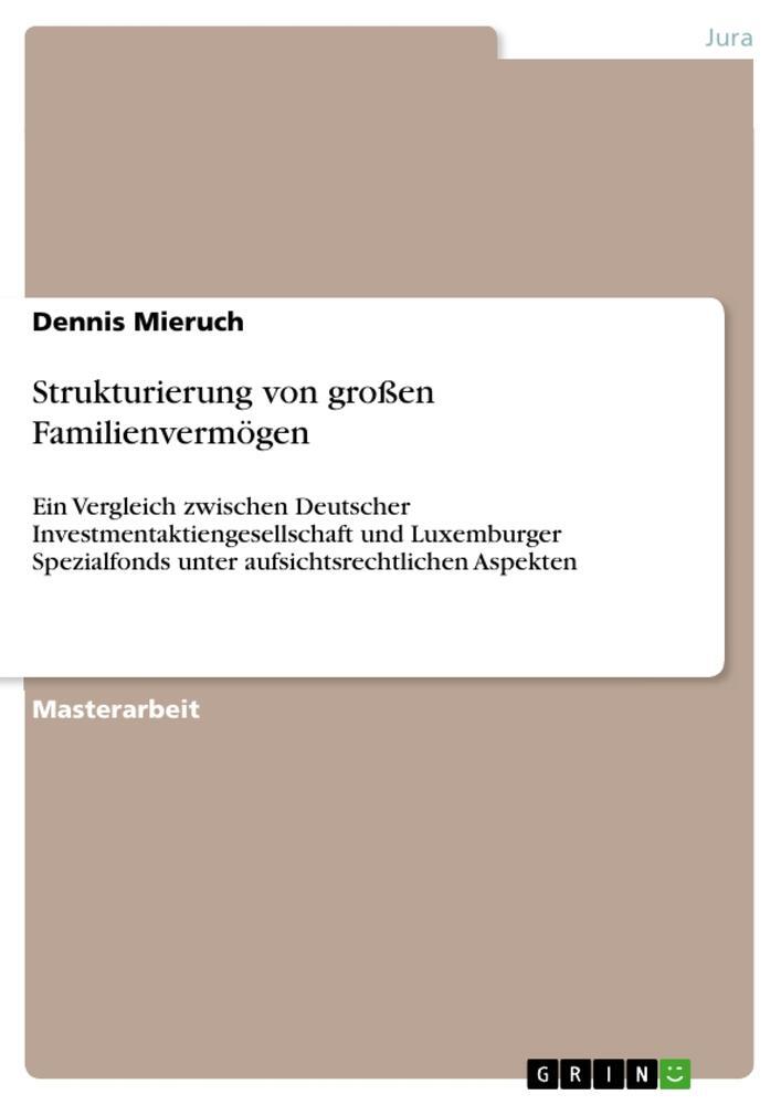 Cover: 9783668055209 | Strukturierung von großen Familienvermögen | Dennis Mieruch | Buch