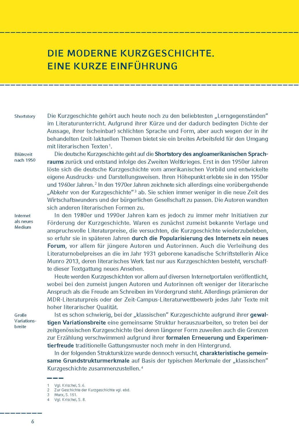 Bild: 9783804412507 | Moderne Kurzgeschichten interpretiert | Volker Krischel | Taschenbuch