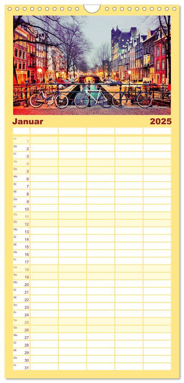 Bild: 9783457116289 | Familienplaner 2025 - Stadtfahrrad mit 5 Spalten (Wandkalender, 21...