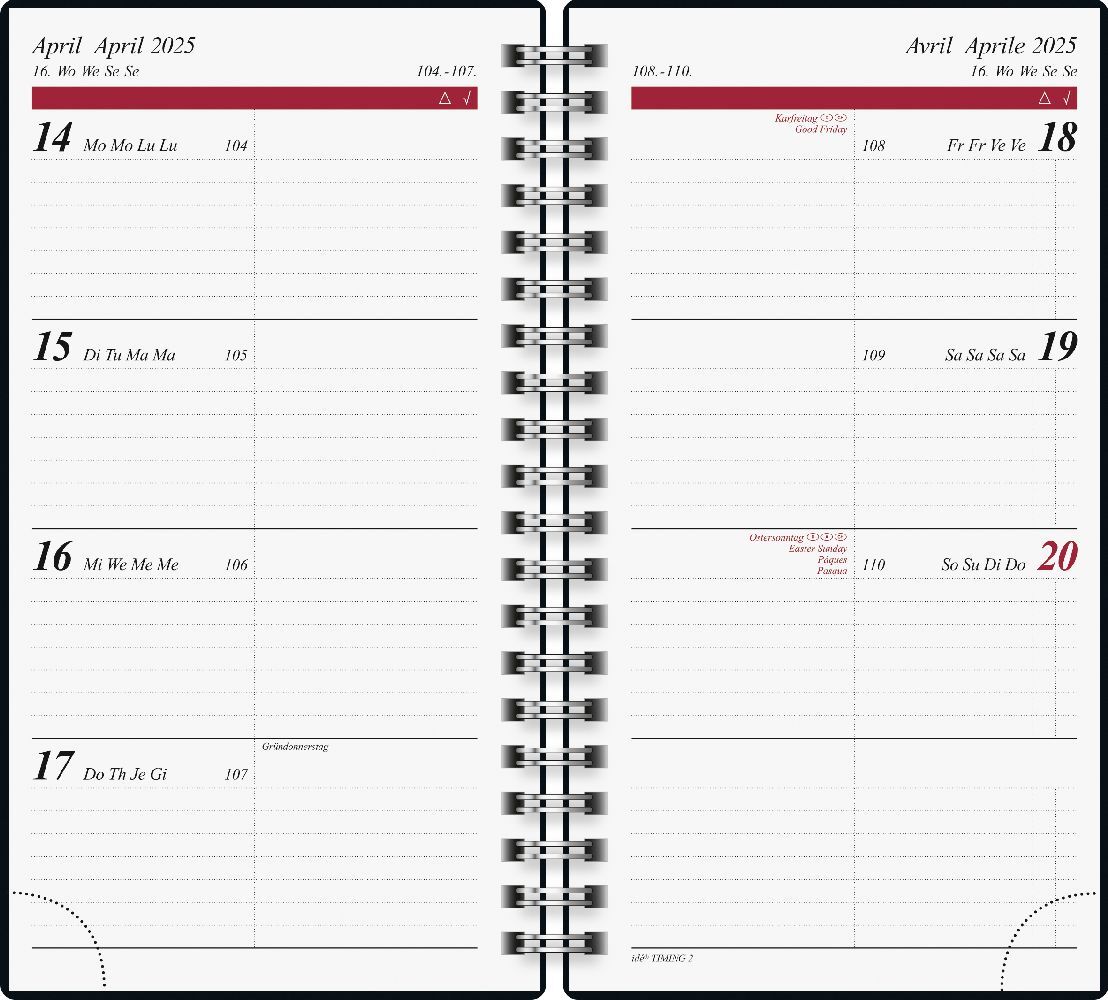 Bild: 4003273783881 | Taschenkalender Modell Timing 2 (2025) | 2 Seiten = 1 Woche, A6 | 2025