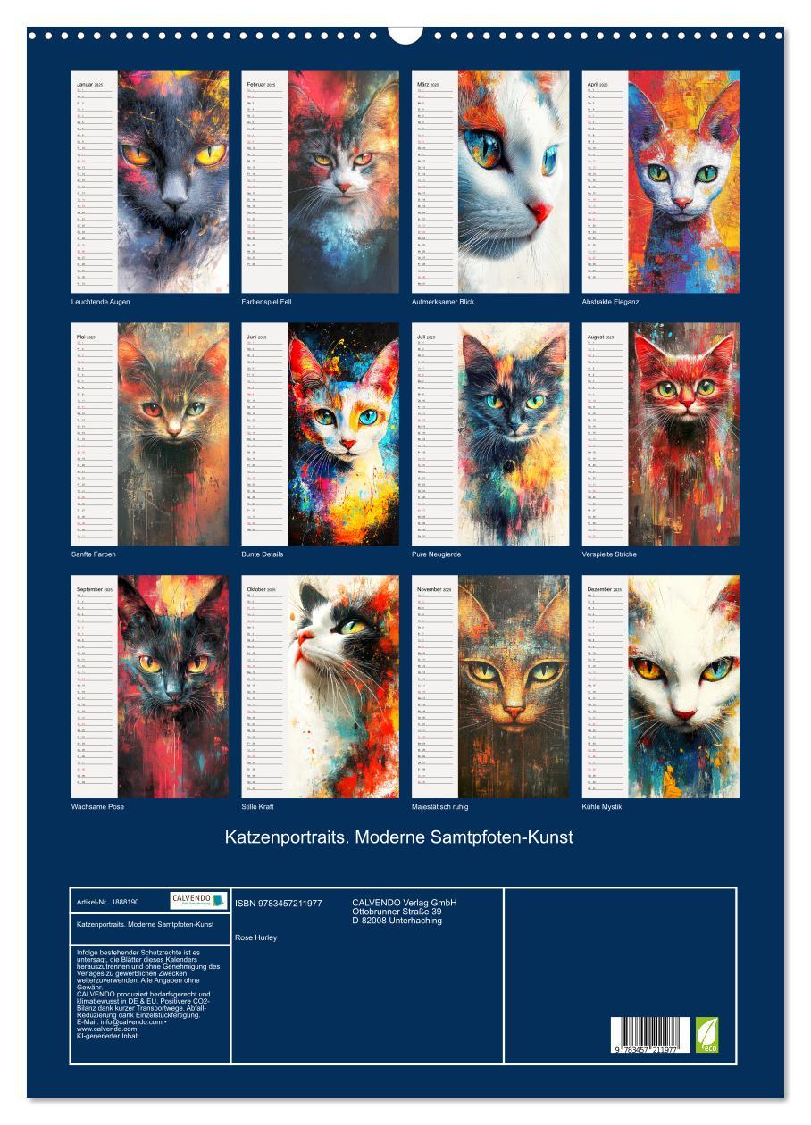 Bild: 9783457211977 | Katzenportraits. Moderne Samtpfoten-Kunst (Wandkalender 2025 DIN A2...