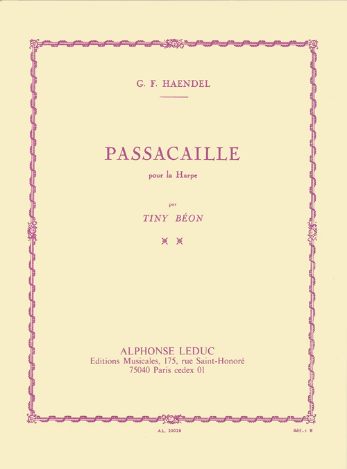 Cover: 9790046200281 | Passacaille/Passacaglia | Georg Friedrich Händel | Buch