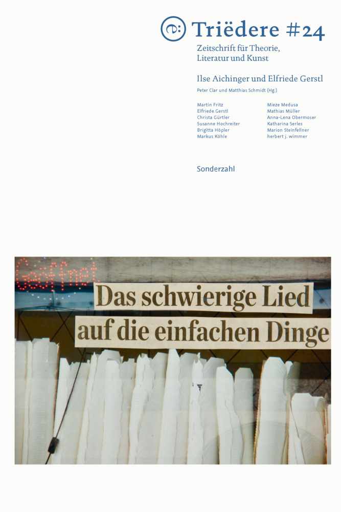 Cover: 9783854496311 | Triëdere #24: Ilse Aichinger und Elfriede Gerstl | Peter Clar (u. a.)