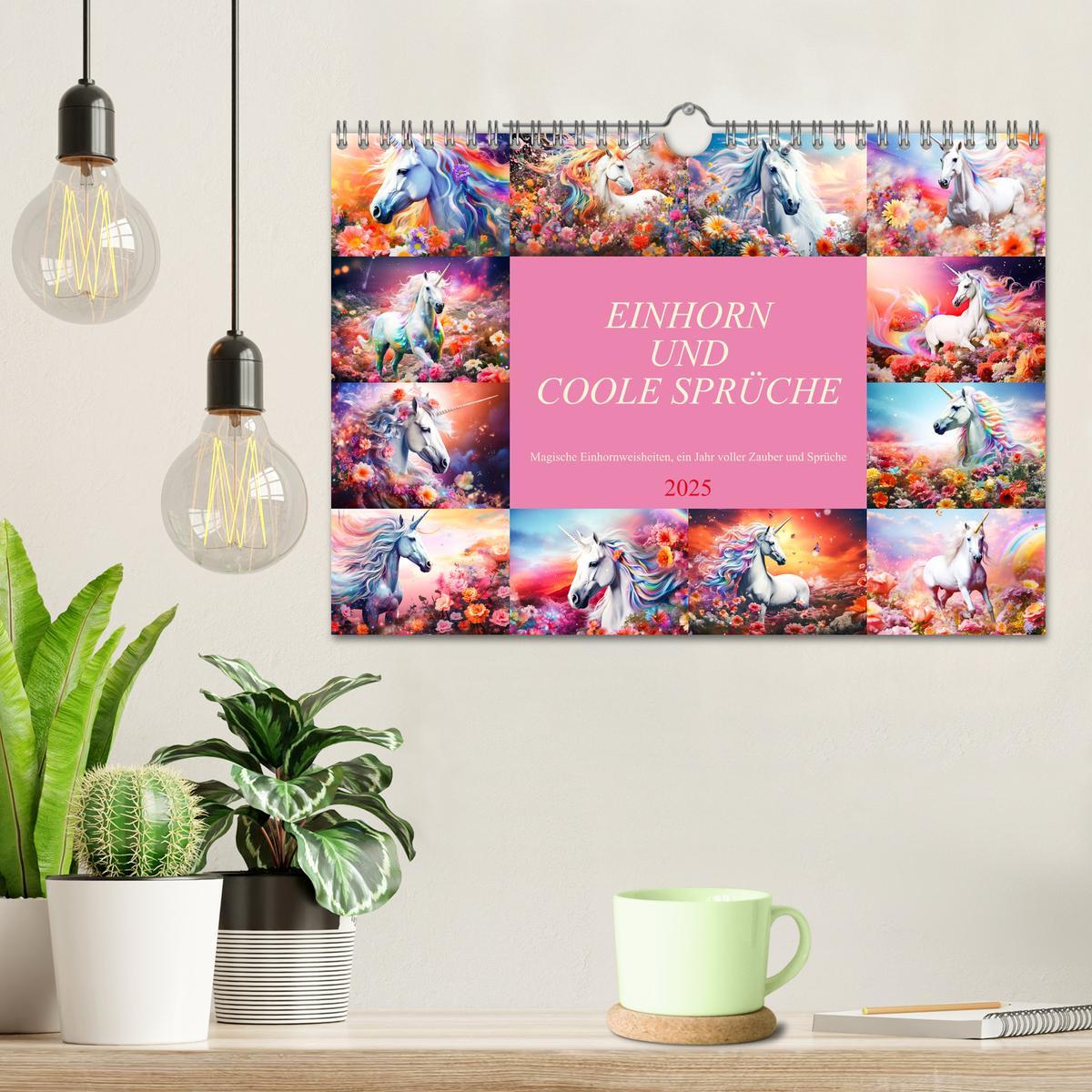 Bild: 9783383845666 | Einhorn und coole Sprüche (Wandkalender 2025 DIN A4 quer), CALVENDO...