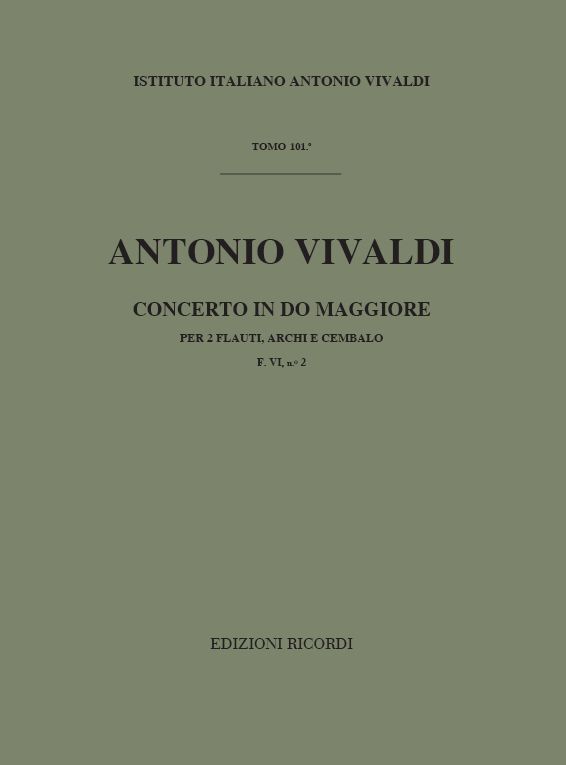 Cover: 9790041905518 | Concerto per 2 Flauti, Archi e BC in Do Rv 533 | F.Vi-2 - Tomo 101