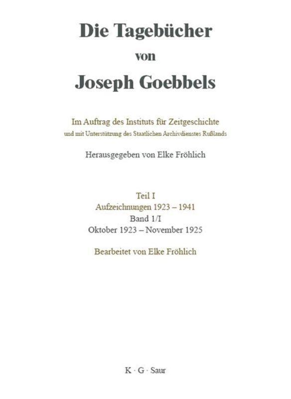 Cover: 9783598237409 | Oktober 1923 - November 1925 | Elke Fröhlich | Buch | De Gruyter Saur