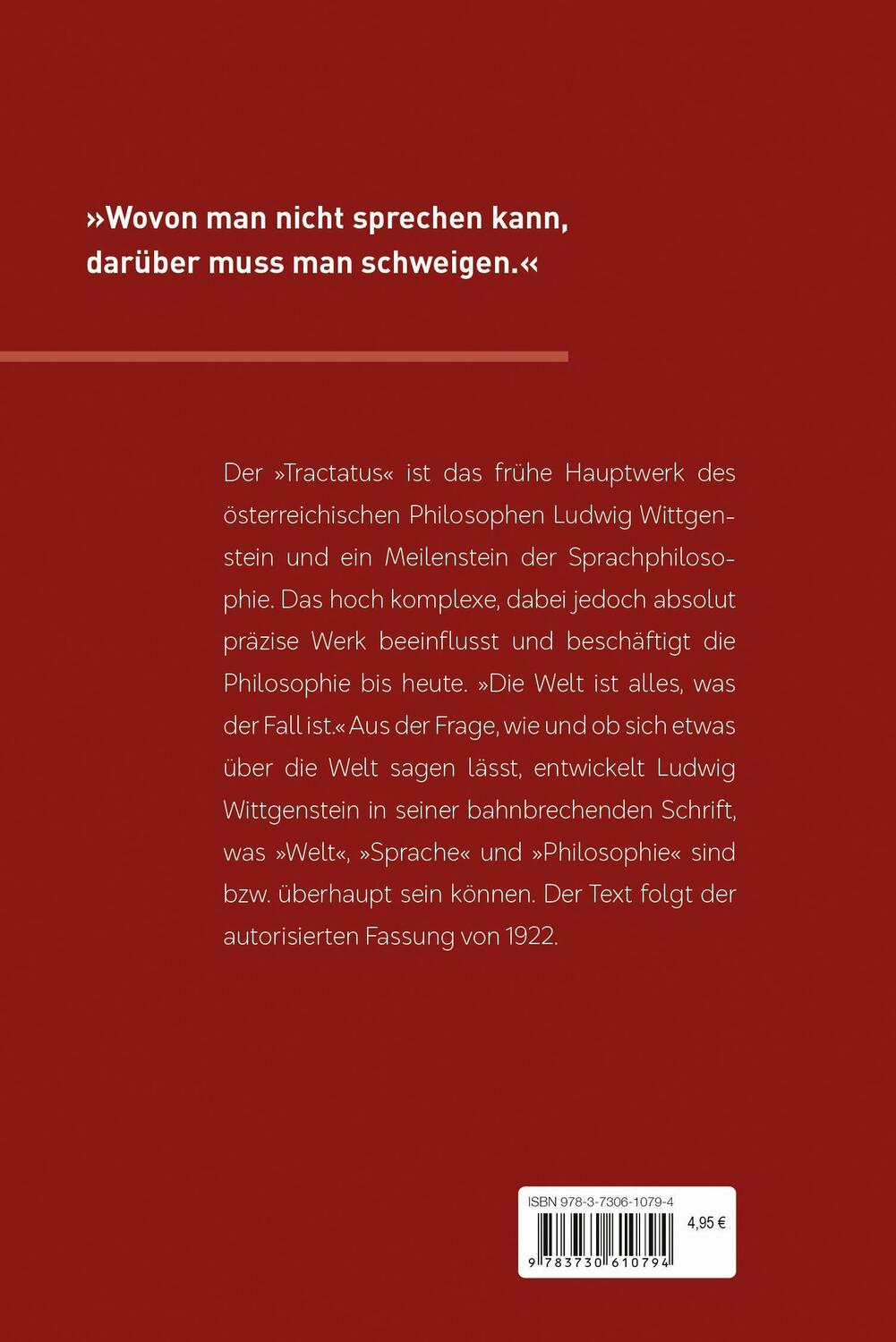 Bild: 9783730610794 | Tractatus logico-philosophicus | Ludwig Wittgenstein | Buch | Deutsch