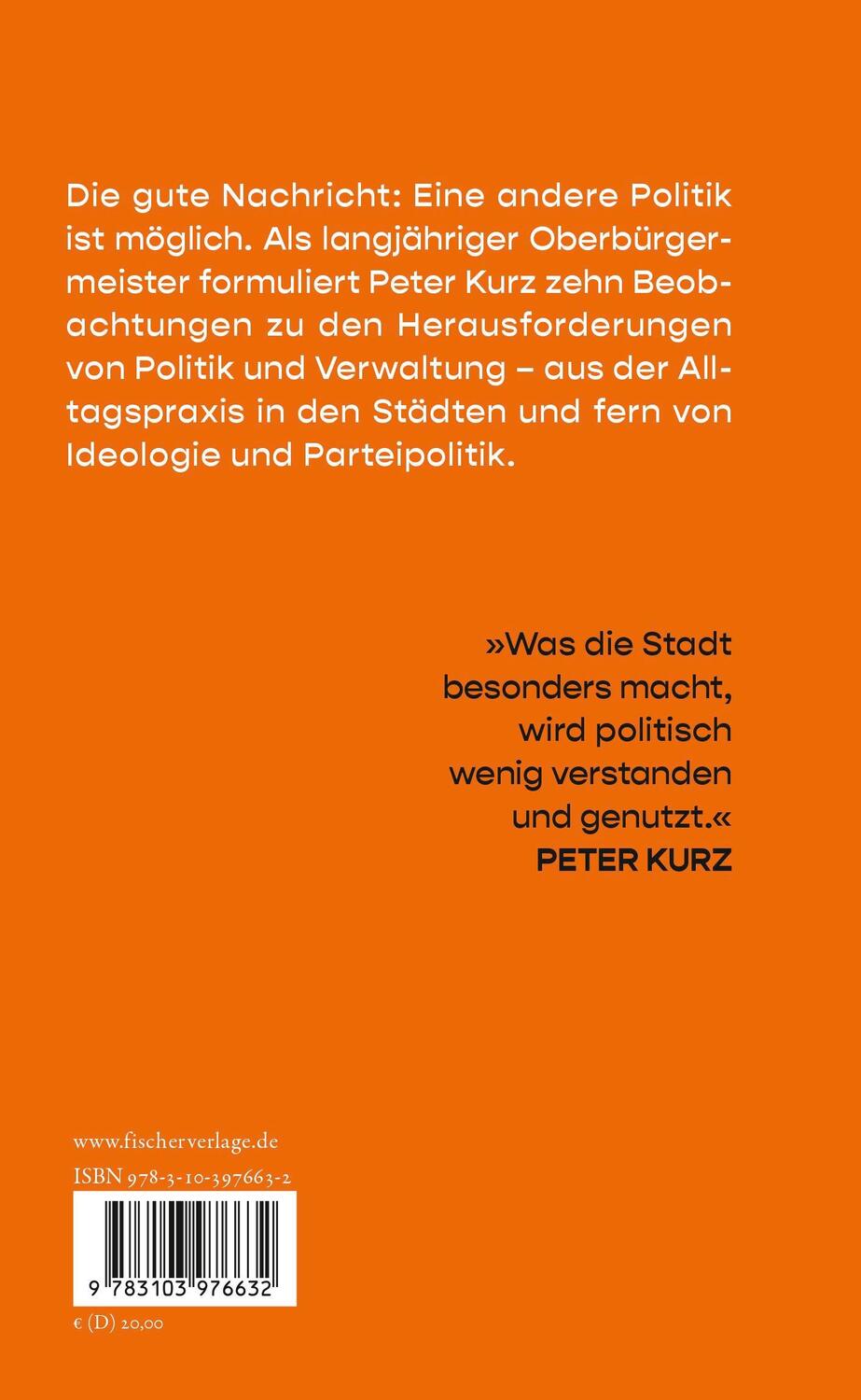 Rückseite: 9783103976632 | Gute Politik | Was wir dafür brauchen | Peter Kurz | Buch | 112 S.