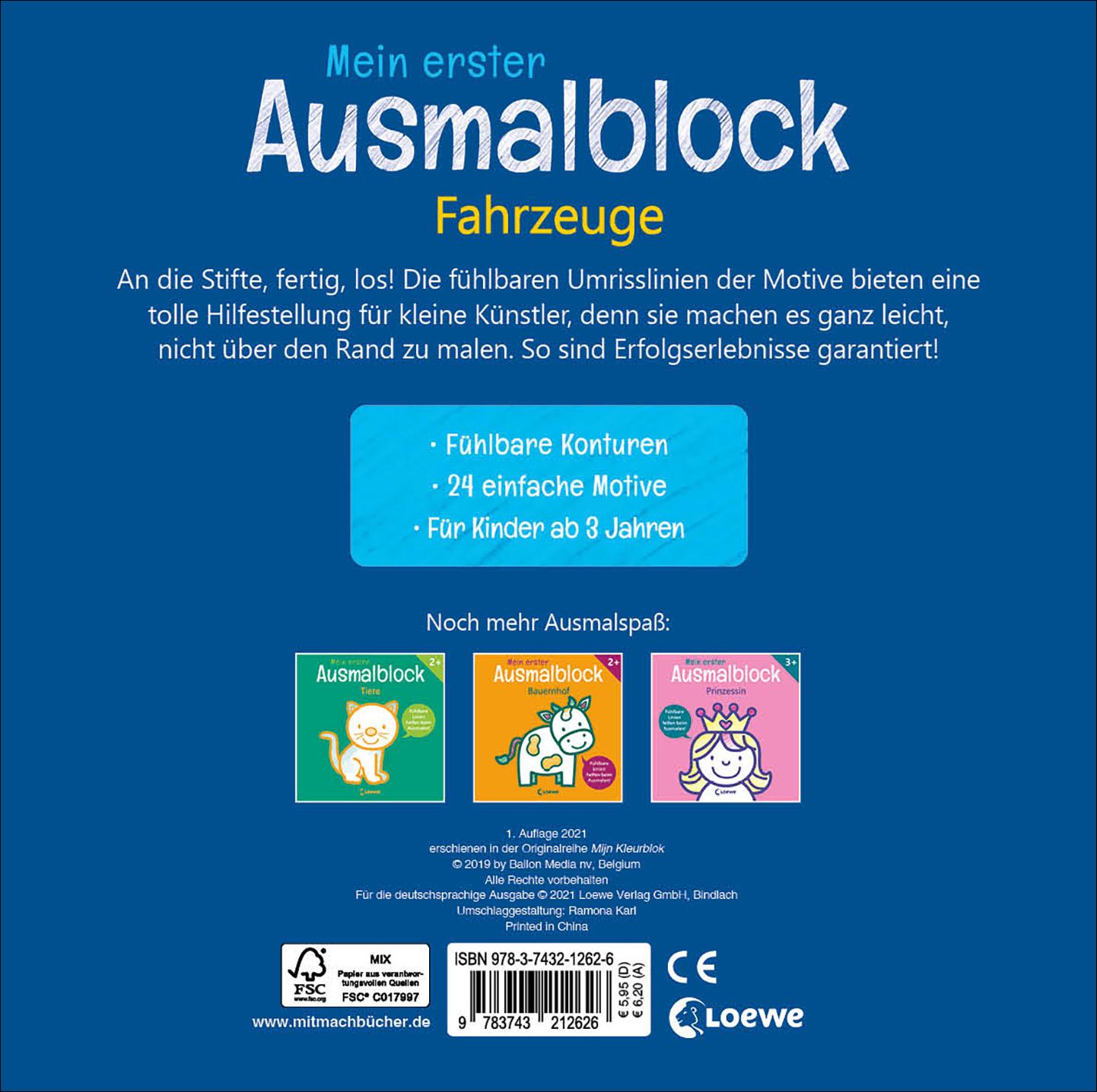 Rückseite: 9783743212626 | Mein erster Ausmalblock - Fahrzeuge | Loewe Kreativ | Taschenbuch