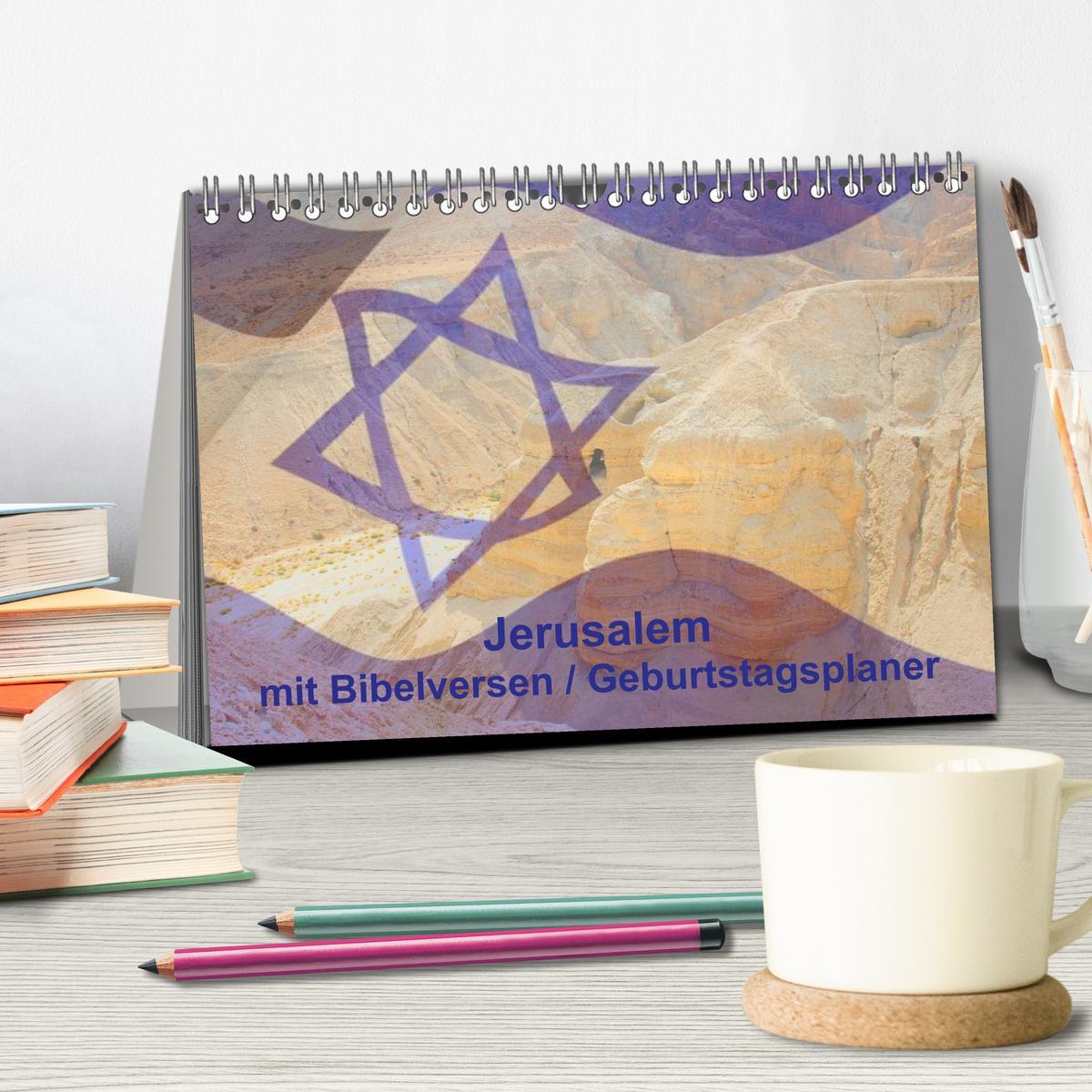 Bild: 9783435764853 | Jerusalem mit Bibelversen / Geburtstagsplaner (Tischkalender 2025...