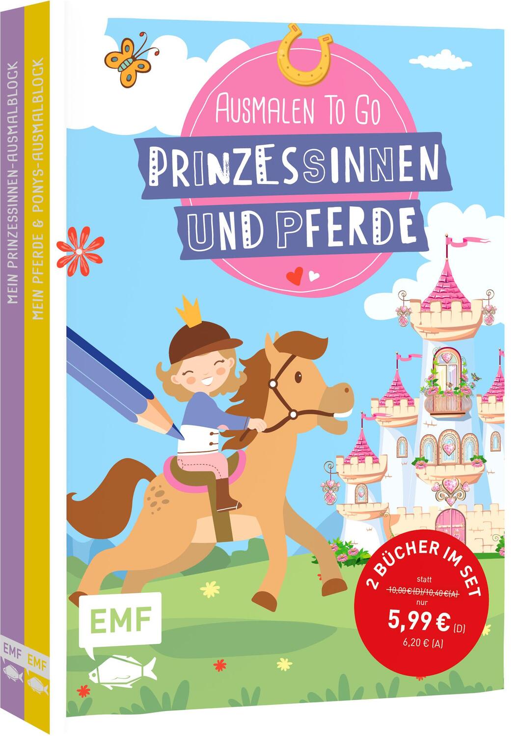 Cover: 9783745922547 | Ausmalen to go: Prinzessinnen und Pferde - mit 400 Glanz-Stickern