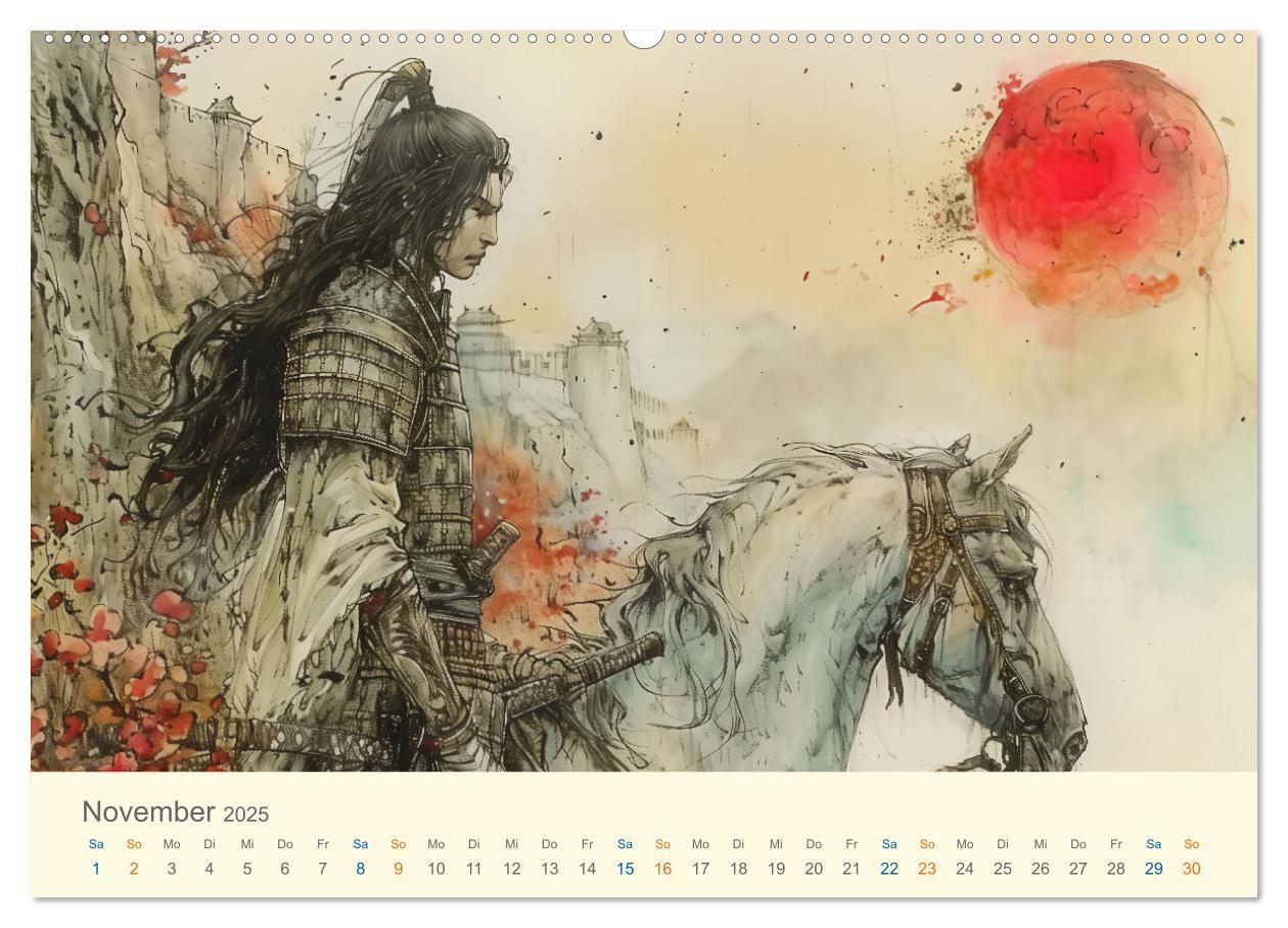 Bild: 9783457129920 | Samurai - whimsical inked style (Wandkalender 2025 DIN A2 quer),...