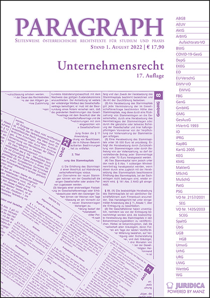Cover: 9783214025960 | Paragraph - Unternehmensrecht | Eveline Artmann (u. a.) | Buch | 2022