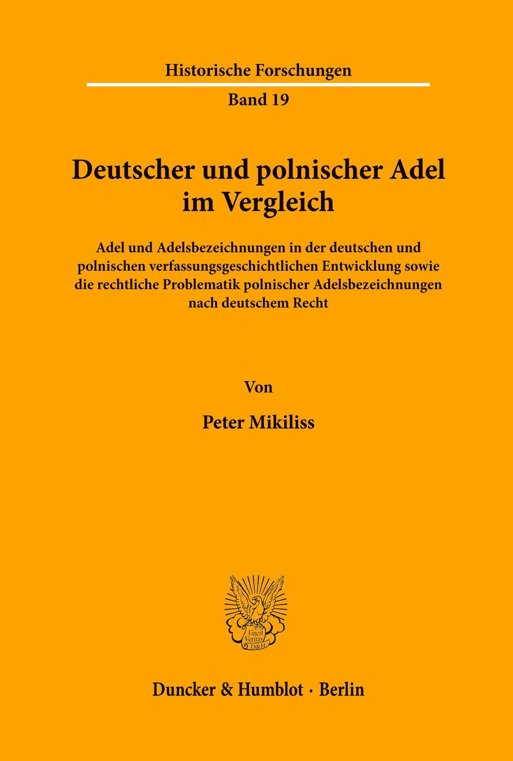Cover: 9783428049387 | Deutscher und polnischer Adel im Vergleich. | Peter Mikliss | Buch