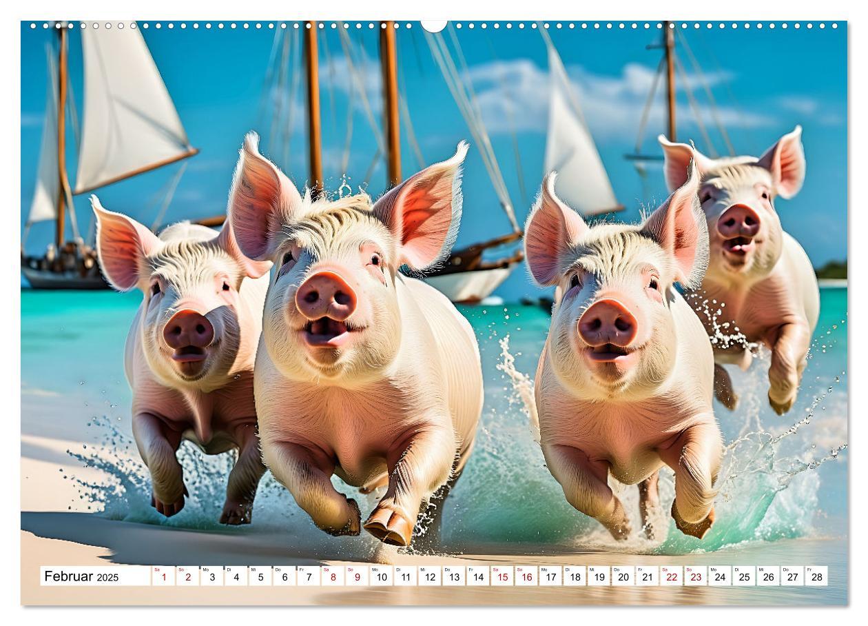 Bild: 9783383834738 | Schwimmende Schweine im Paradies (Wandkalender 2025 DIN A2 quer),...