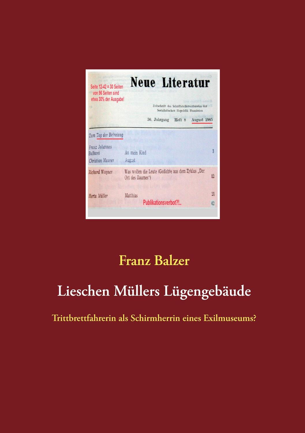 Cover: 9783752620146 | Lieschen Müllers Lügengebäude | Franz Balzer | Taschenbuch | Paperback