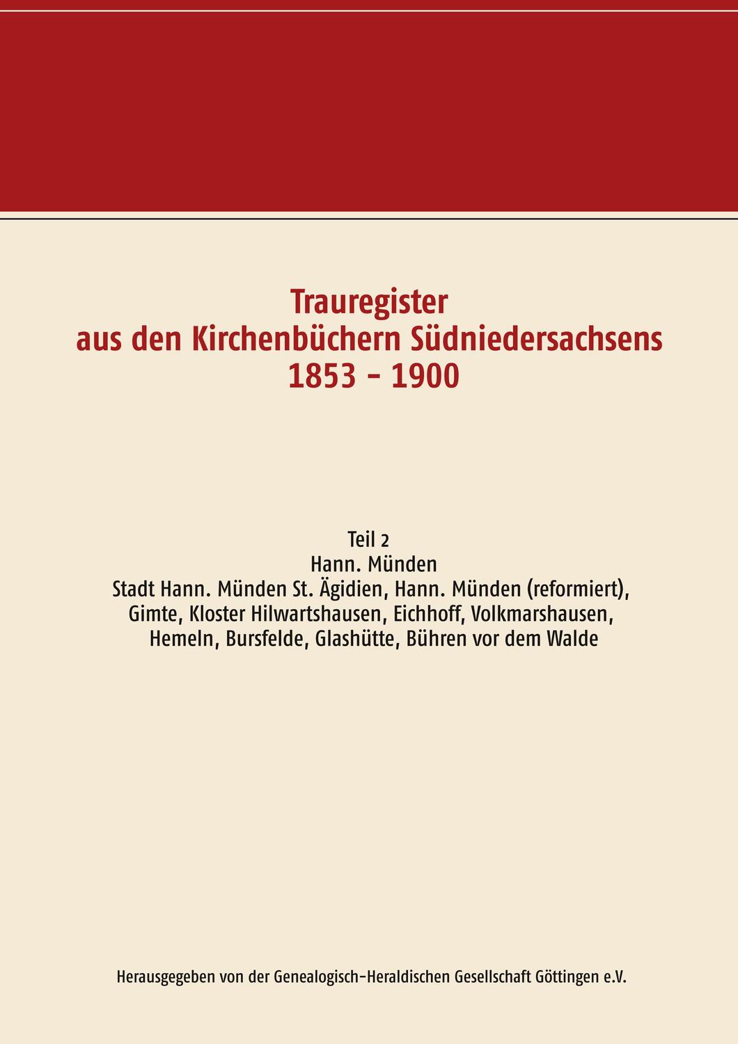 Cover: 9783744894401 | Trauregister aus den Kirchenbüchern Südniedersachsens 1853 - 1900 | V.