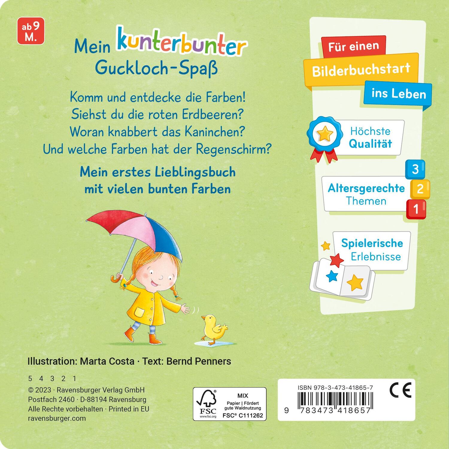 Rückseite: 9783473418657 | Viele kunterbunte Farben | Bernd Penners | Buch | 16 S. | Deutsch