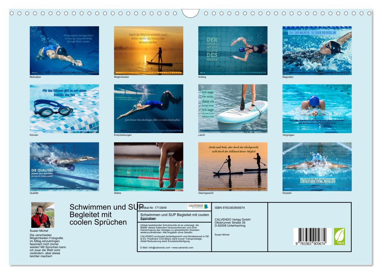 Bild: 9783383905674 | Schwimmen und SUP Begleitet mit coolen Sprüchen (Wandkalender 2025...