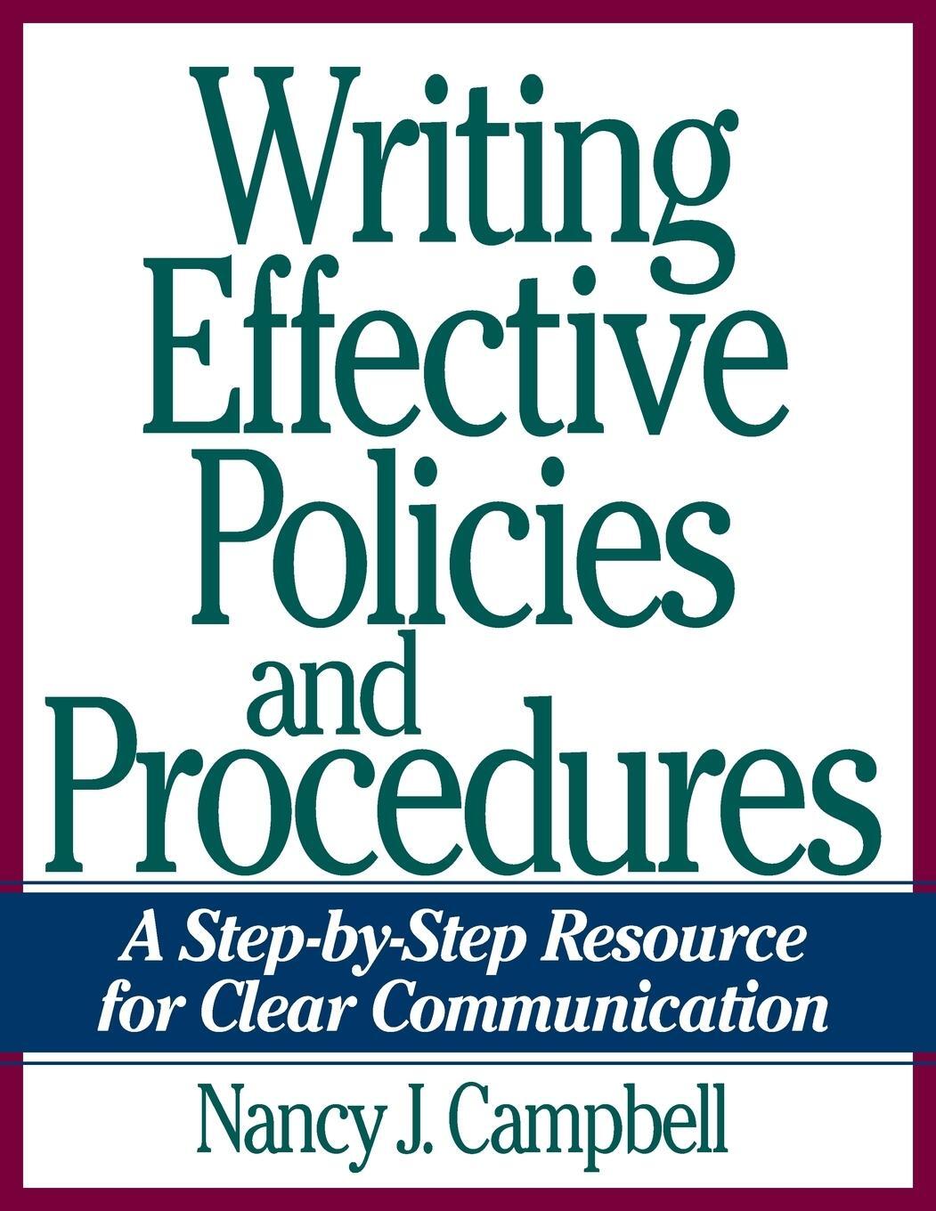 Cover: 9780814438992 | Writing Effective Policies and Procedures | Nancy Campbell | Buch