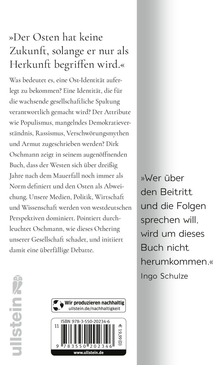 Rückseite: 9783550202346 | Der Osten: eine westdeutsche Erfindung | Dirk Oschmann | Buch | 224 S.