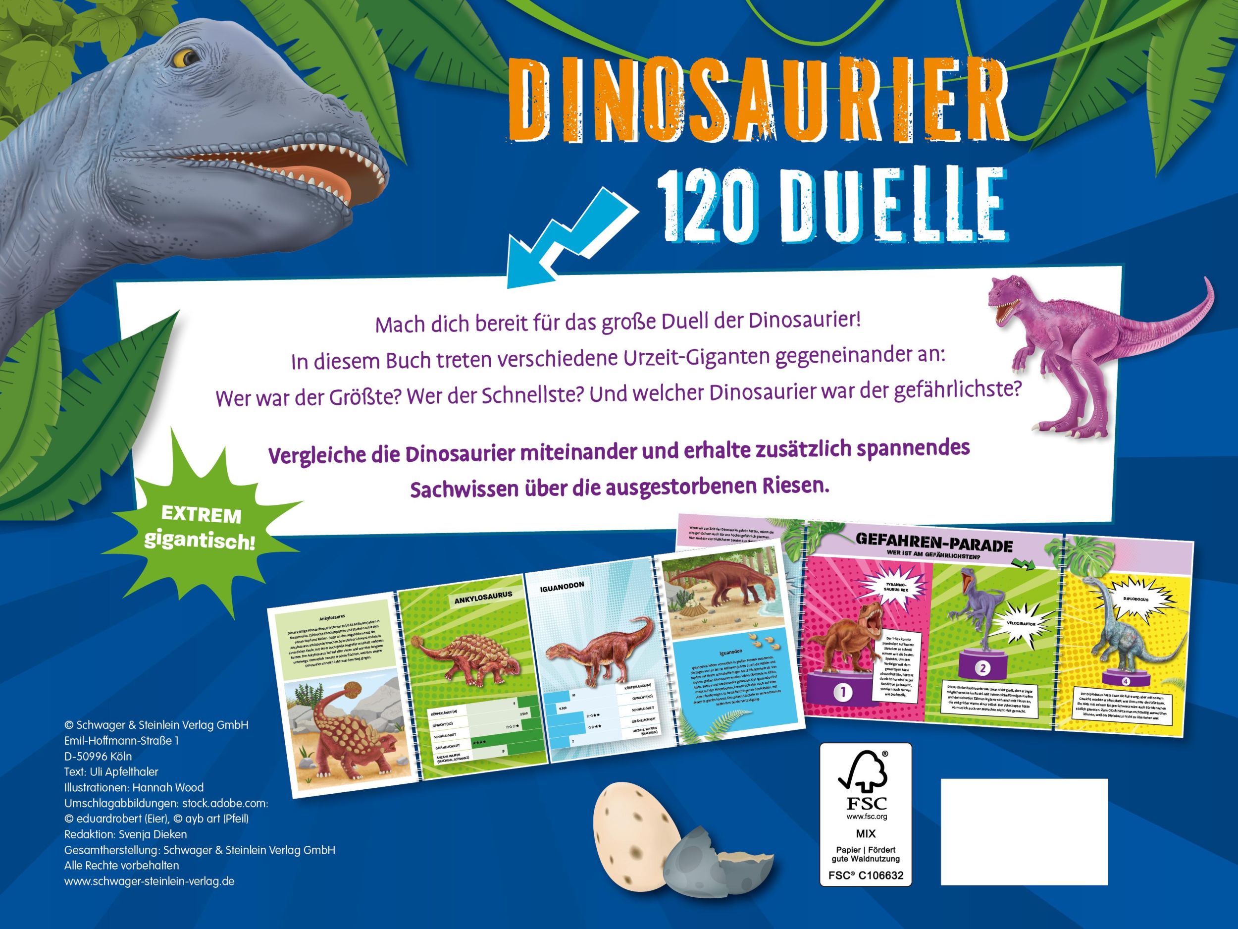 Rückseite: 9783849945244 | 120 Duelle Dinosaurier | Uli Apfelthaler | Buch | 20 S. | Deutsch