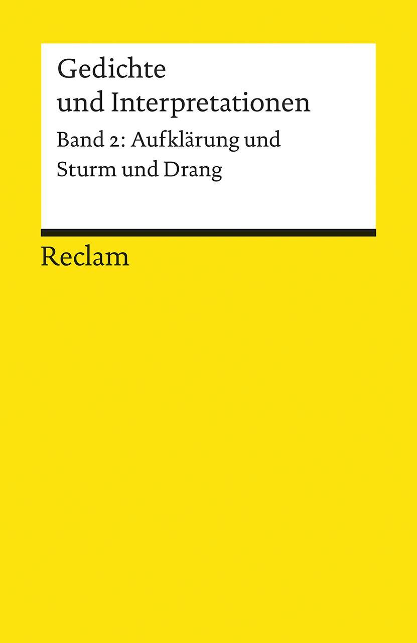 Cover: 9783150078914 | Gedichte und Interpretationen 2. Aufklärung und Sturm und Drang | Buch