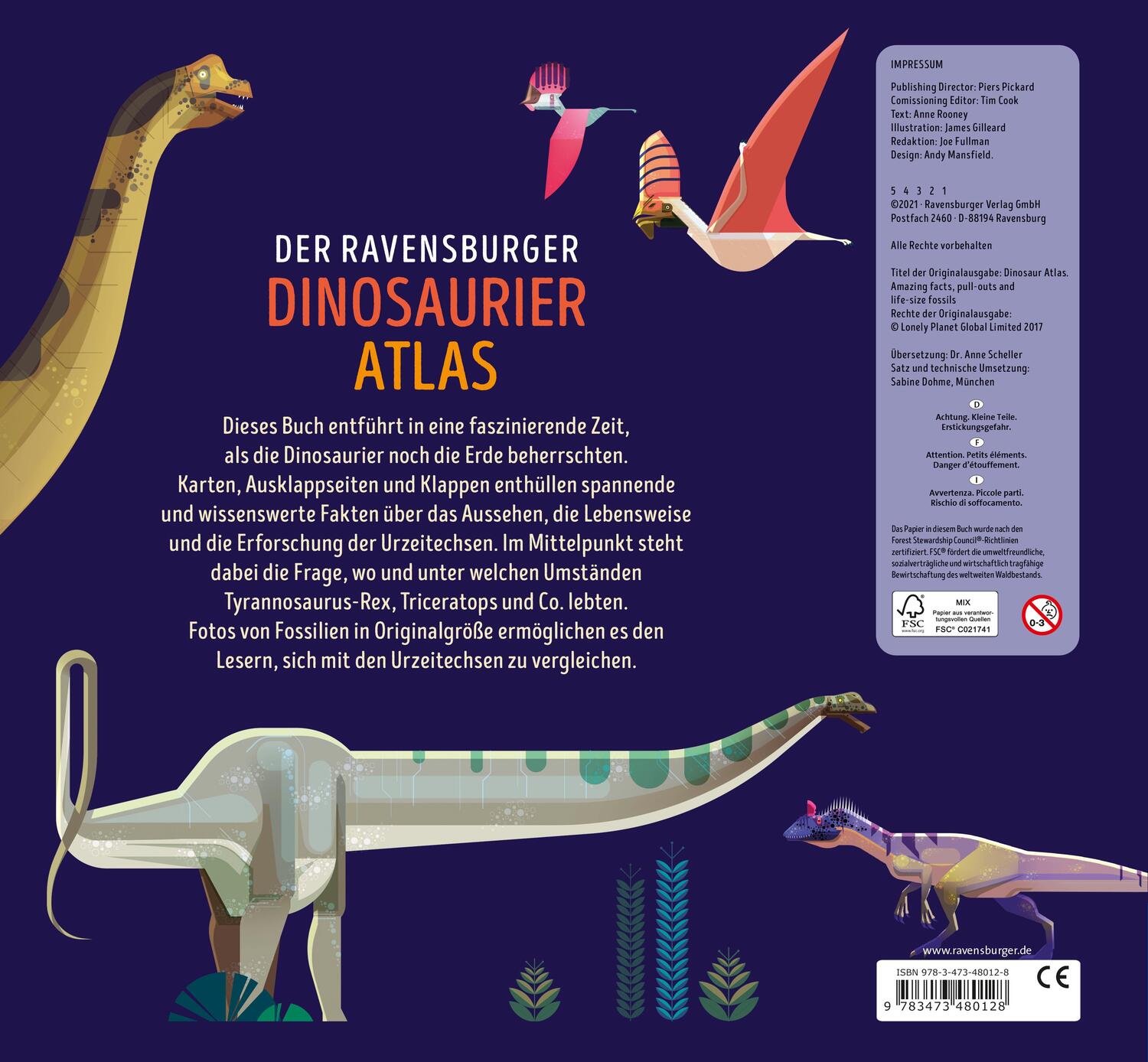 Rückseite: 9783473480128 | Der Ravensburger Dinosaurier-Atlas | Anne Rooney | Buch | 62 S. | 2021