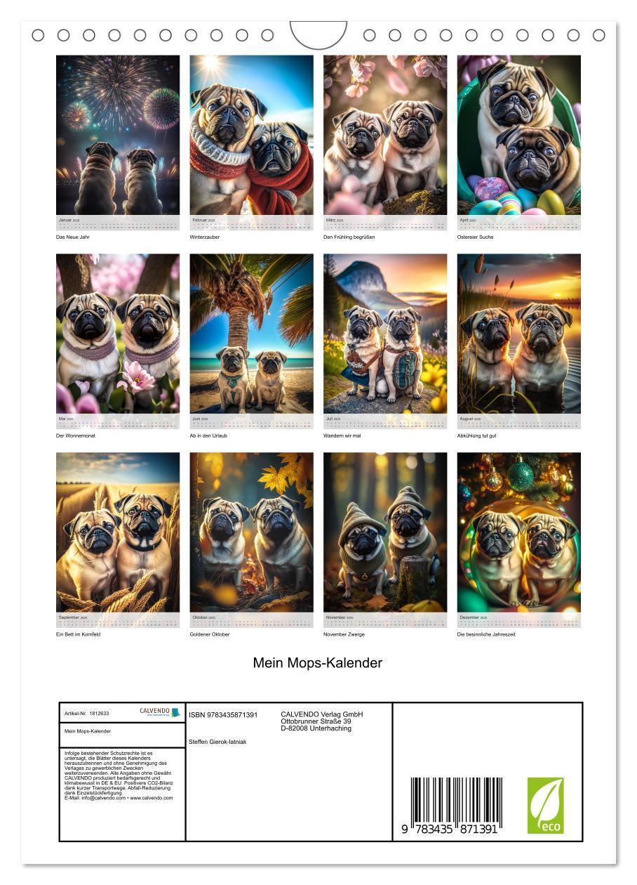 Bild: 9783435871391 | Mein Mops-Kalender (Wandkalender 2025 DIN A4 hoch), CALVENDO...