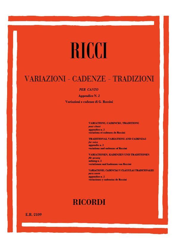 Cover: 9790041821092 | Variazioni - Cadenze Tradizioni Per Canto - App. 2 | L. Ricci | 1987