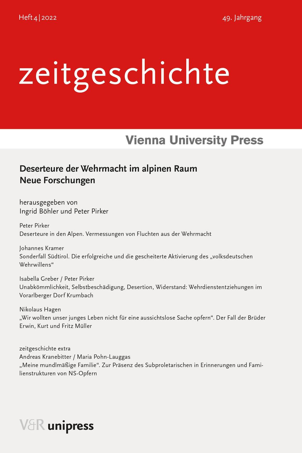 Cover: 9783847114130 | Deserteure der Wehrmacht im alpinen Raum | Neue Forschungen | Buch