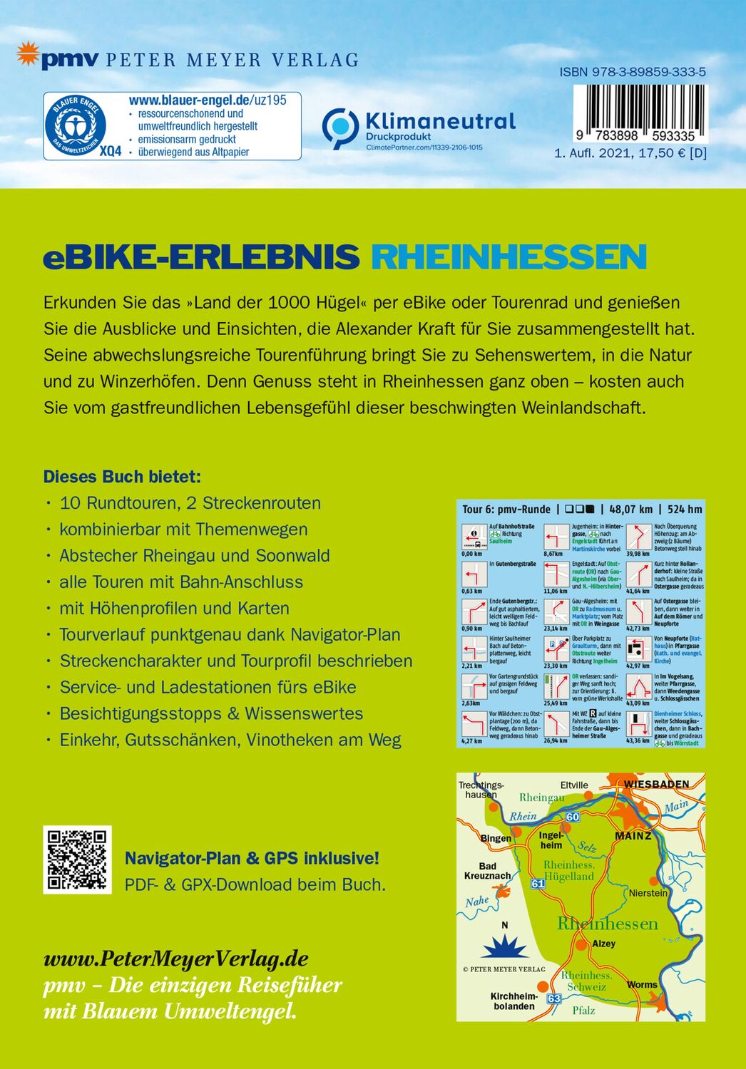 Rückseite: 9783898593335 | eBike-Erlebnis Rheinhessen | Kraft Alexander | Taschenbuch | Deutsch