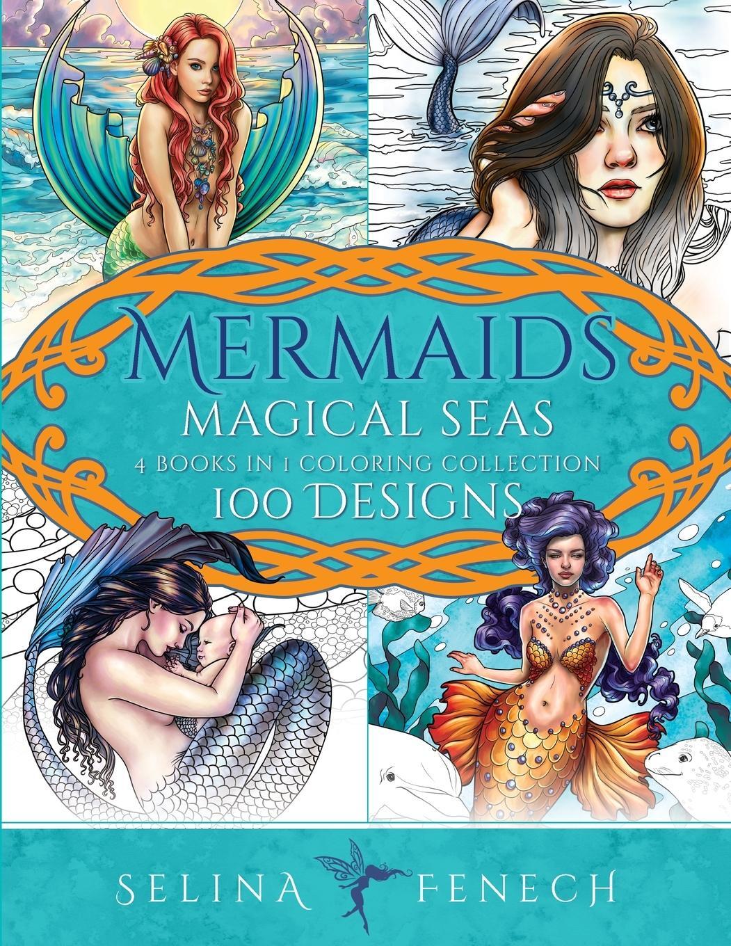 Cover: 9781922390585 | Mermaids Magical Seas Coloring Collection | 100 Designs | Fenech