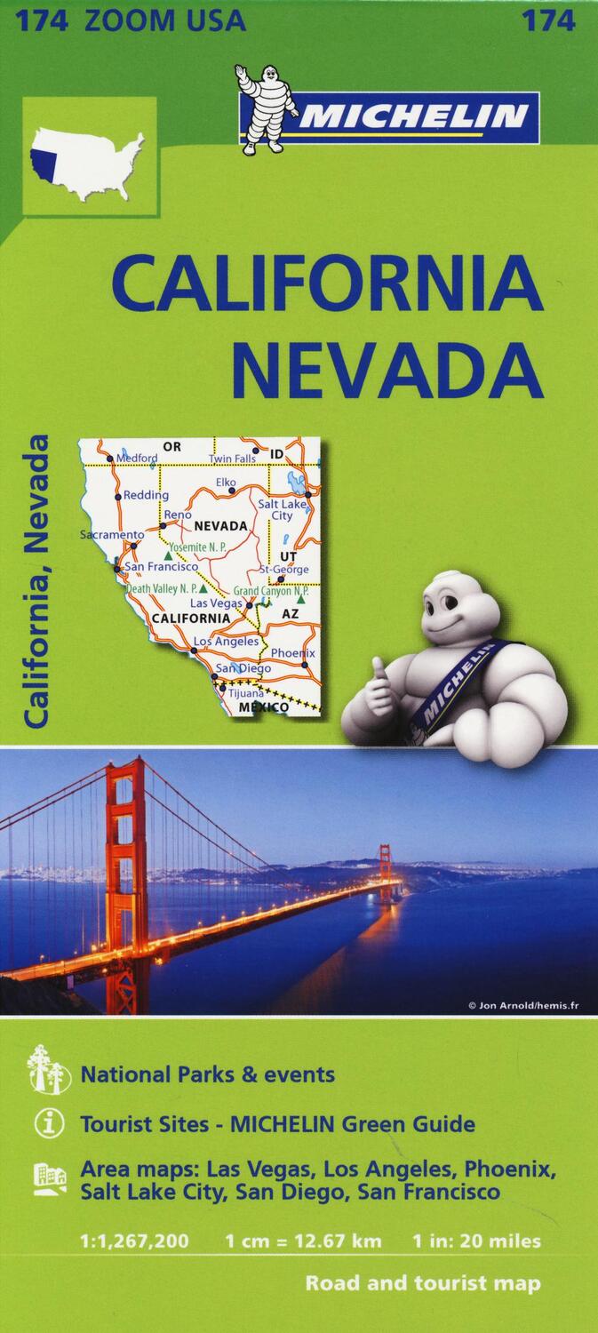 Cover: 9782067190511 | Michelin Californien Nevada 1 : 1 267.200 | Road and Tourist Map