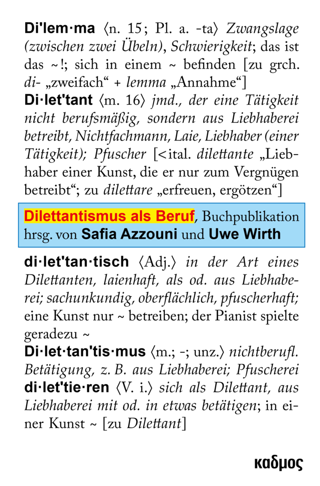 Cover: 9783865994981 | Dilettantismus als Beruf | Kaleidogramme 43 | Safia Azzouni | Buch