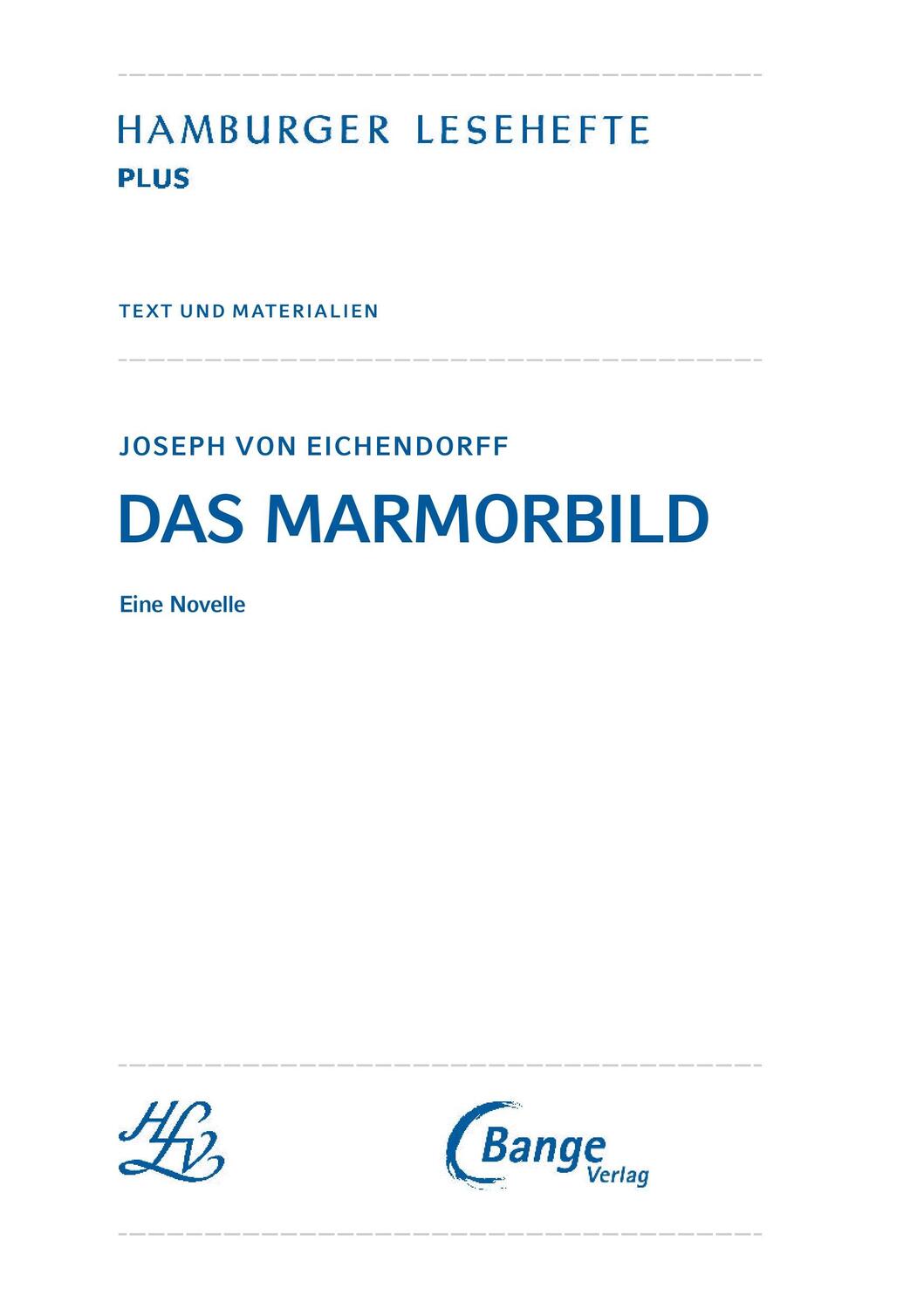 Bild: 9783804425804 | Das Marmorbild | Hamburger Lesehefte Plus Königs Materialien | Buch