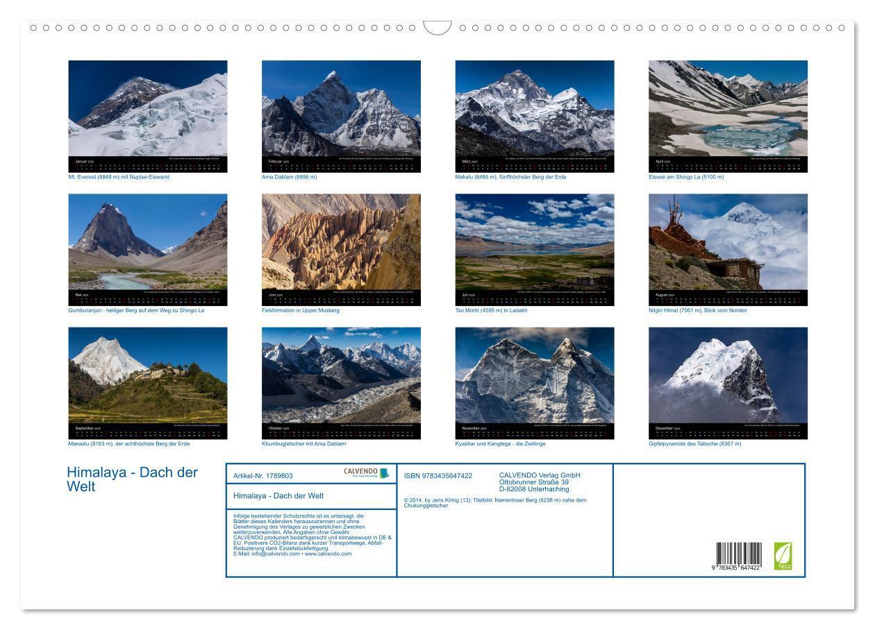 Bild: 9783435647422 | Himalaya - Dach der Welt (Wandkalender 2025 DIN A2 quer), CALVENDO...