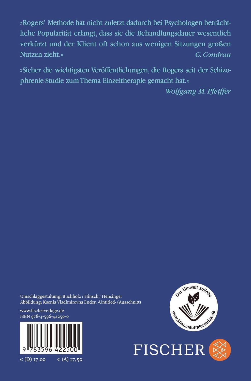 Rückseite: 9783596422500 | Therapeut und Klient | Grundlagen der Gesprächspsychotherapie | Rogers