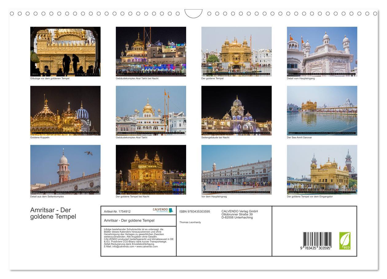 Bild: 9783435303595 | Amritsar - Der goldene Tempel (Wandkalender 2025 DIN A3 quer),...