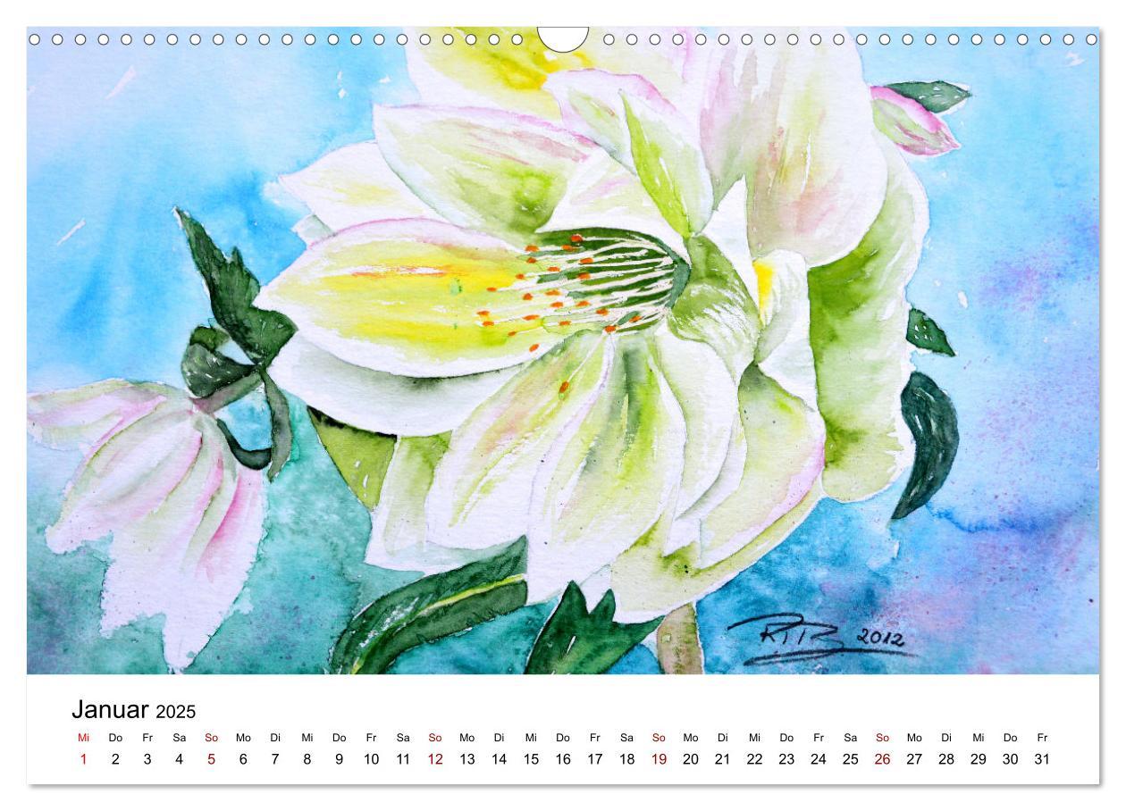 Bild: 9783383807473 | Blumen-Aquarelle (Wandkalender 2025 DIN A3 quer), CALVENDO...