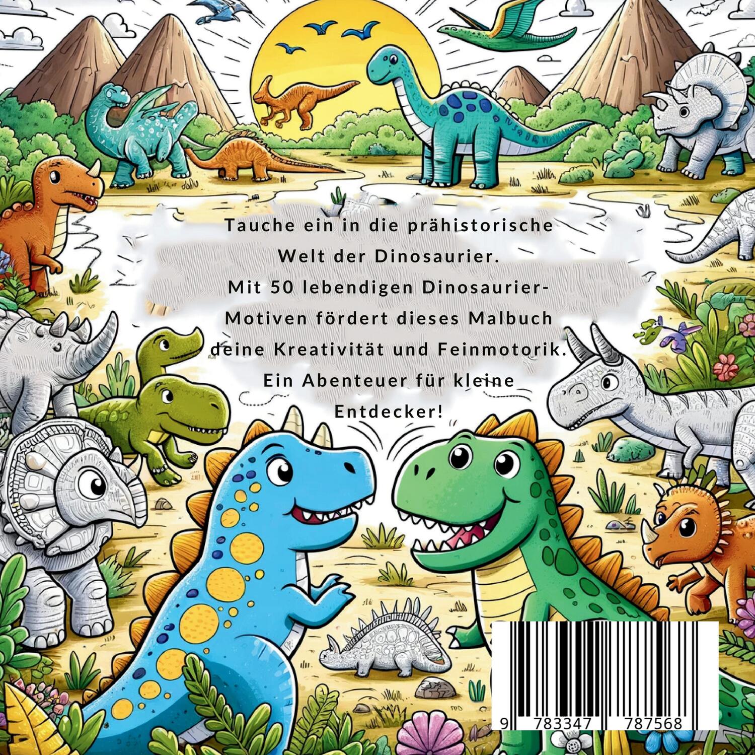 Rückseite: 9783347787568 | Dinosaurier Malbuch Mein urzeitliches Ausmalbuch | Collection | Buch