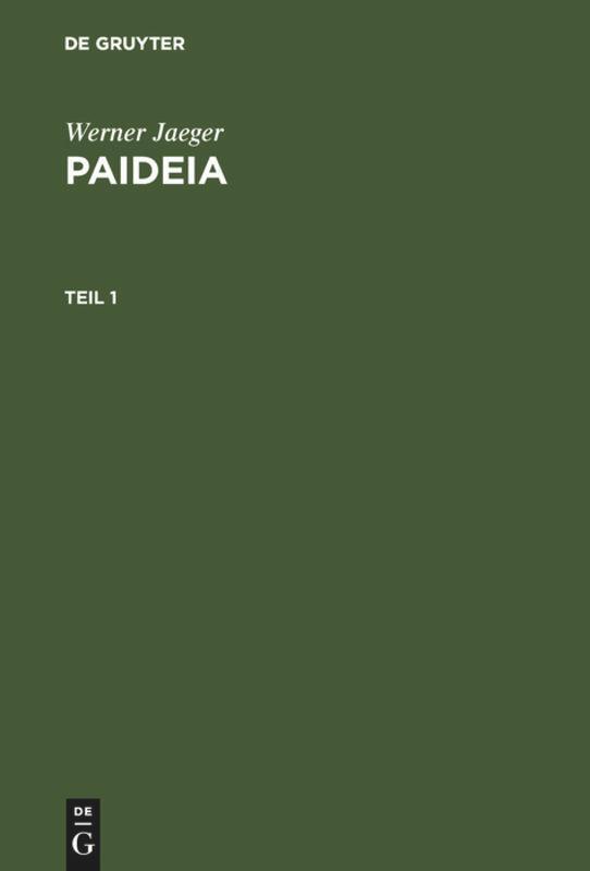 Cover: 9783110038002 | Paideia | Die Formung des griechischen Menschen | Werner Jaeger | Buch