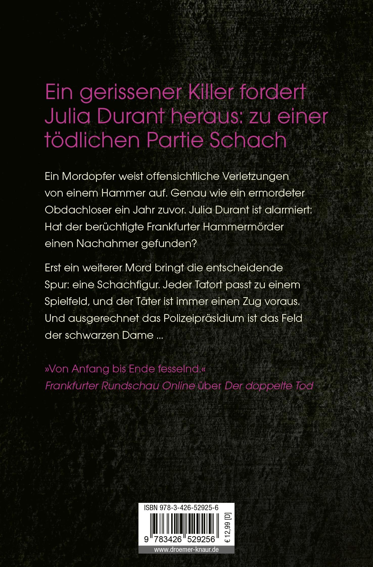 Rückseite: 9783426529256 | Schwarze Dame | Julia Durants neuer Fall SPIEGEL Bestseller-Autor